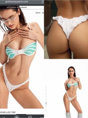 God Save Queens White Mint Bandeau Bikini Set Y2K Luxury Glam